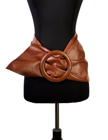 Toast Vintage Caramel Brown Leather Ultra Wide Belt