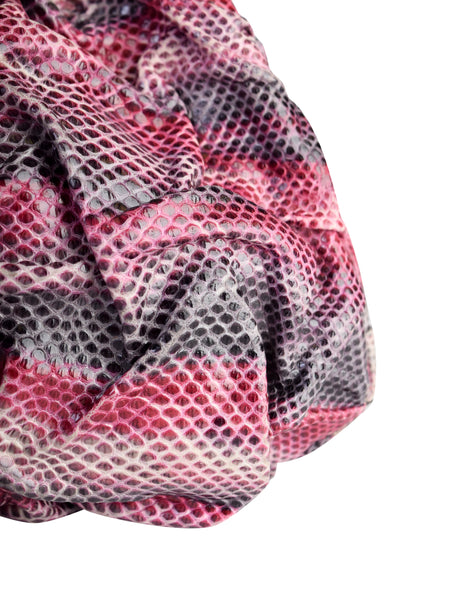Carlo Fiori Vintage Ruched Pink Purple Grey Snakeskin Shoulder Bag