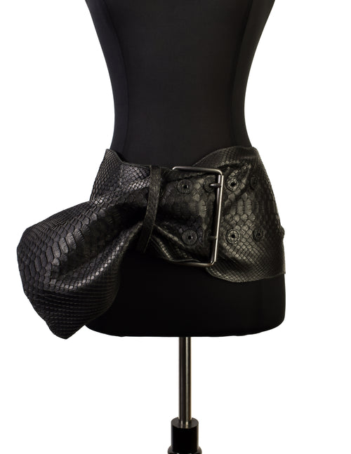 Carlos Falchi Vintage Ultra Wide Black Snakeskin Leather  display picture 3