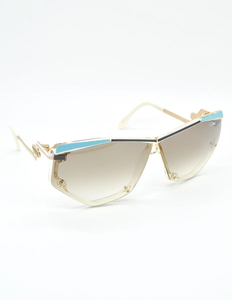 Cazal Vintage Navy Blue and Seafoam Sunglasses 861 283