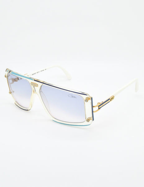 Cazal Vintage Asymmetrical Navy and Aqua Blue Sunglasses 867 649