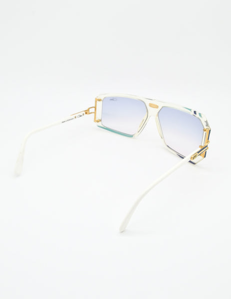 Cazal Vintage Asymmetrical Navy and Aqua Blue Sunglasses 867 649