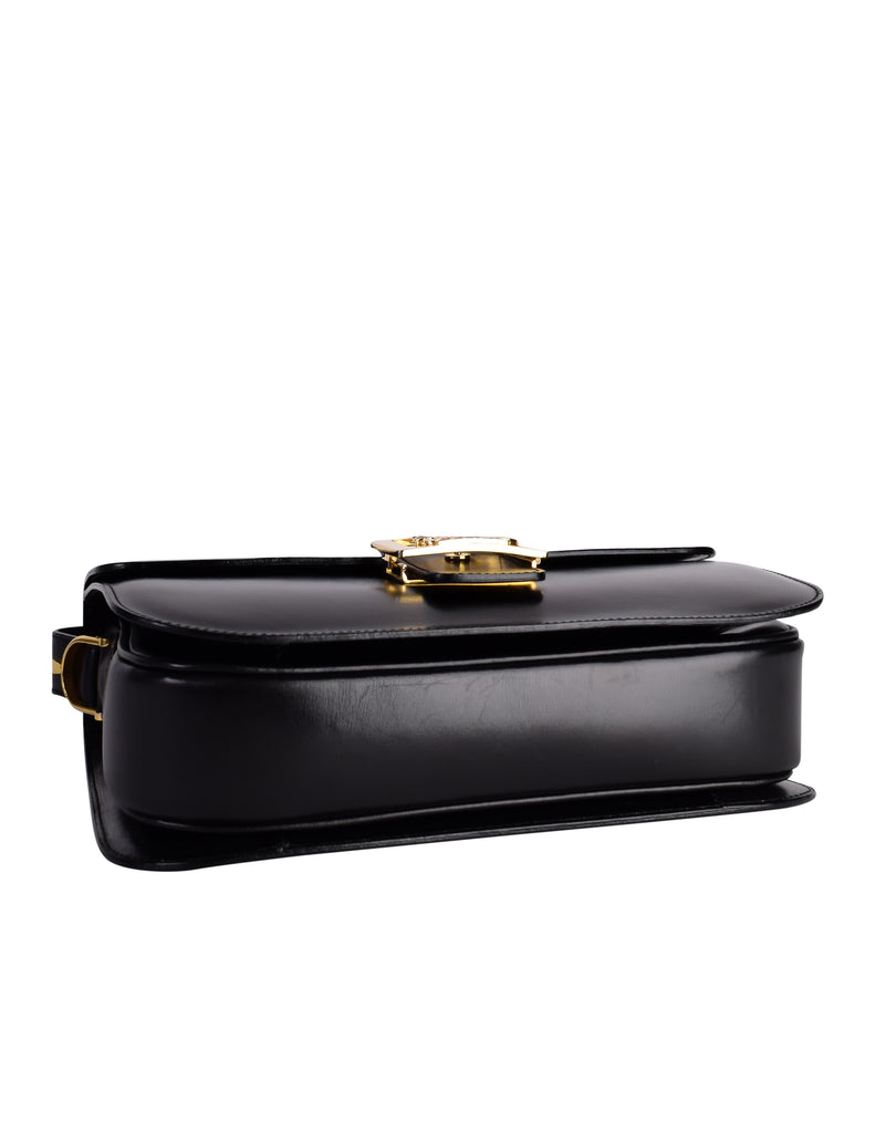 Celine Vintage Gold Circle Black Leather Structured Shoulder Bag – Amarcord  Vintage Fashion