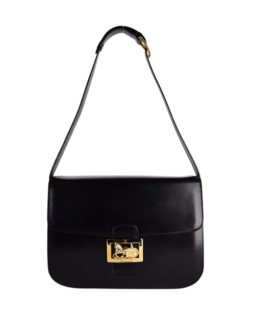 Celine Leather Lined Shoulder Bags in Black