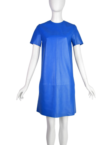 Celine by Phoebe Philo Pre-Fall 2012 Cobalt Blue Lambskin Leather Shift Dress