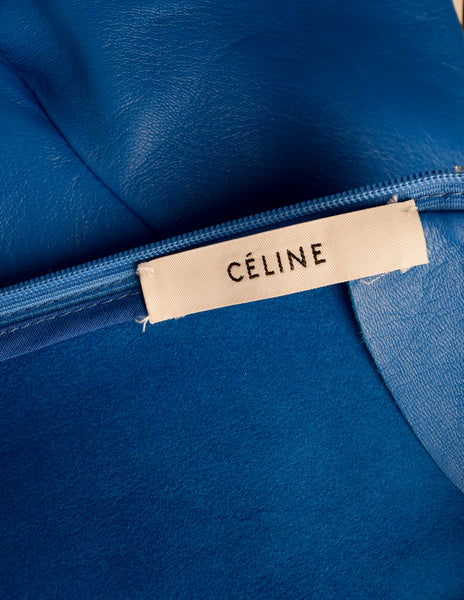 Celine by Phoebe Philo Pre-Fall 2012 Cobalt Blue Lambskin Leather Shift Dress