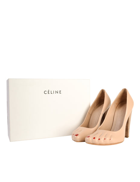 Celine SS 2013 by Phoebe Philo Iconic Trompe L'oeil Bare Foot 'Pedicure' Molded Leather Feet High Heel Shoes