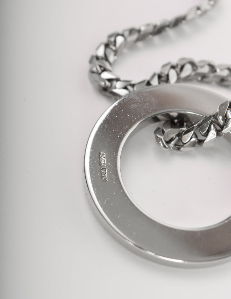 Celine Vintage 1990s Silver Namesake Ring Pendant Chain Necklace Amarcord Vintage Fashion