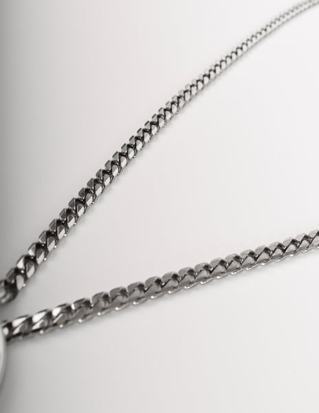 Celine Vintage 1990s Silver Namesake Ring Pendant Chain Necklace