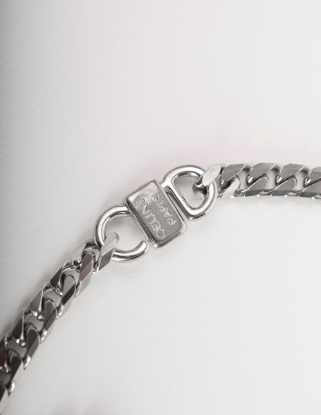 Celine Vintage 1990s Silver Namesake Ring Pendant Chain Necklace