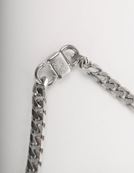 Celine Vintage 1990s Silver Namesake Ring Pendant Chain Necklace