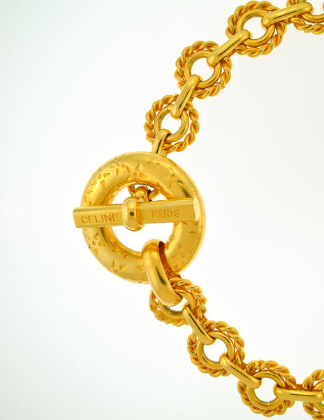 Celine Vintage Iconic Gold Star Toggle Choker Necklace - Amarcord Vintage Fashion
 - 3