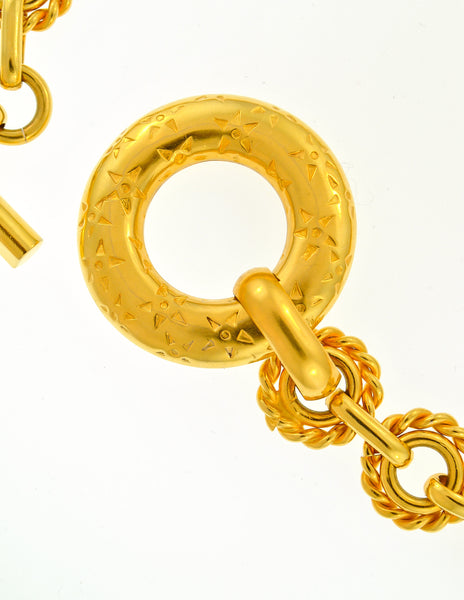 Celine Vintage Iconic Gold Star Toggle Choker Necklace