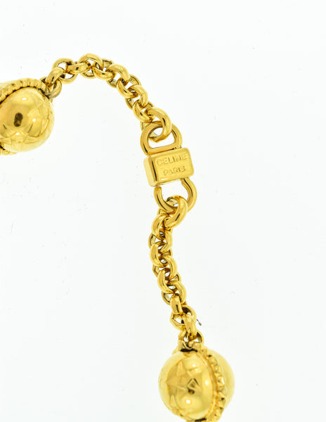 Celine Vintage Gold Star Globe Choker Necklace