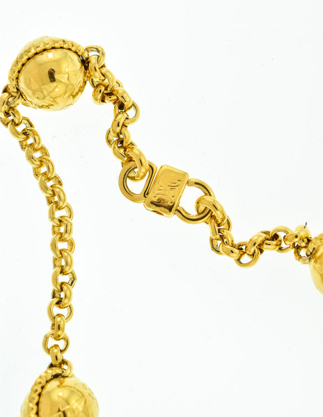 Celine Vintage Gold Star Globe Choker Necklace