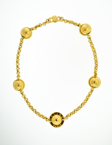 Celine Vintage Gold Star Globe Choker Necklace