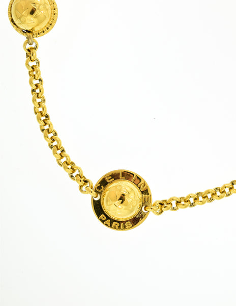 Celine Vintage Gold Star Globe Choker Necklace