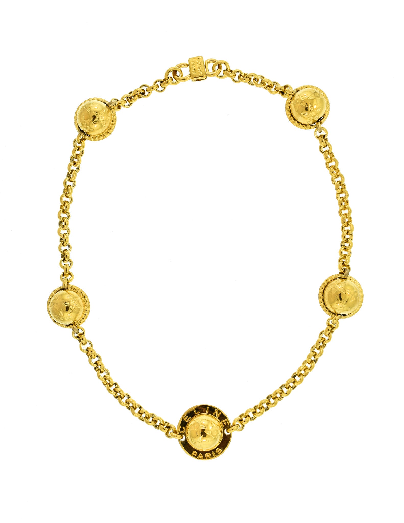 Celine Vintage Gold Star Globe Choker Necklace