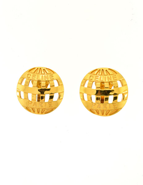 Celine Vintage Gold Hot Air Balloon Earrings
