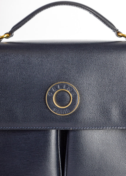 Celine Vintage Navy Blue Leather Messenger Bag - Amarcord Vintage Fashion
 - 4