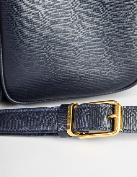 Celine Vintage Navy Blue Leather Messenger Bag - Amarcord Vintage Fashion
 - 7