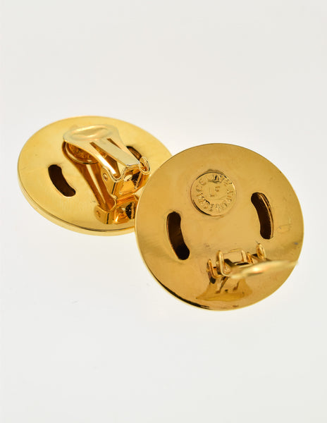 Celine Vintage Gold Star Globe Earrings