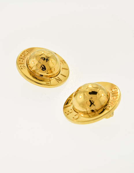 Celine Vintage Gold Star Globe Earrings