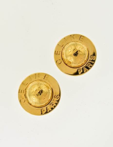 Celine Vintage Gold Star Globe Earrings - Amarcord Vintage Fashion
 - 3