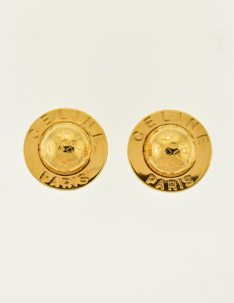 Celine Vintage Gold Star Globe Earrings - Amarcord Vintage Fashion
 - 2