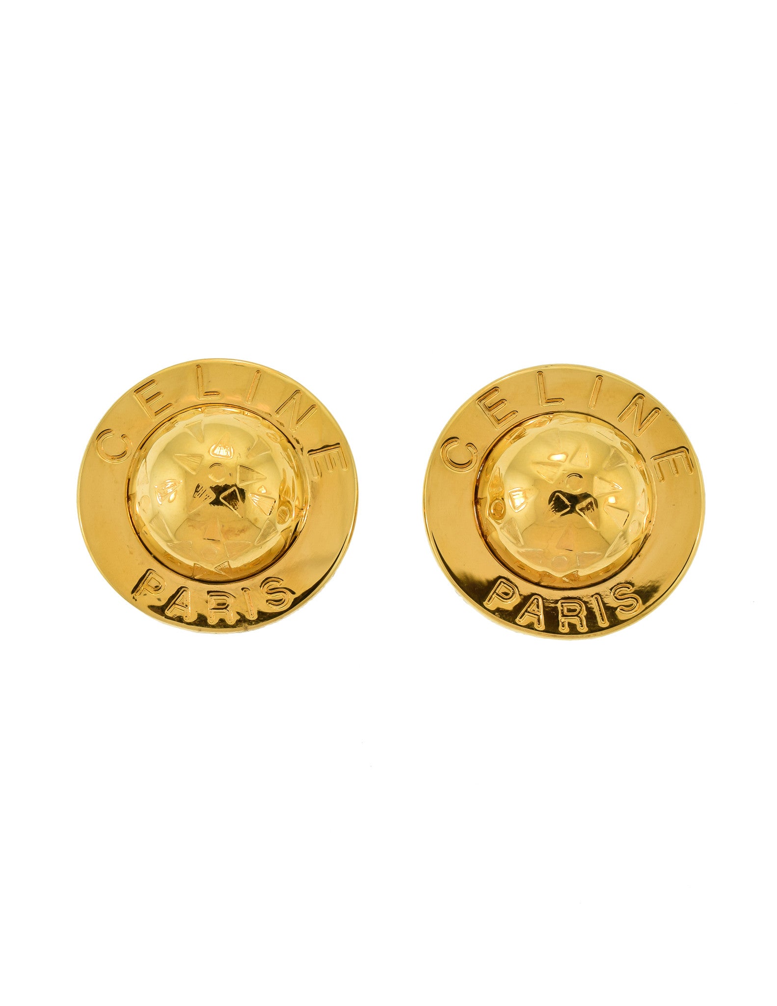 Celine Vintage Gold Star Globe Earrings - Amarcord Vintage Fashion
 - 1