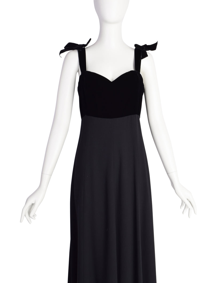 Chanel Vintage Black Velvet & Wool Maxi Evening Dress – Amarcord Vintage  Fashion