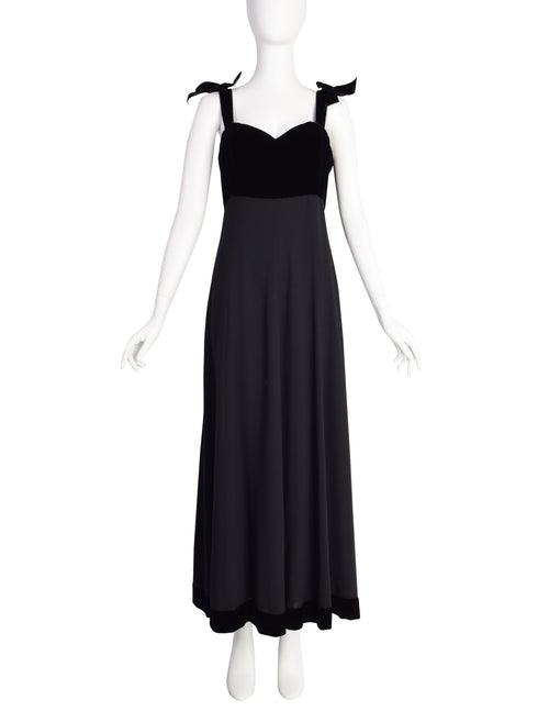 Chanel Vintage AW 1993 Black Velvet & Wool Maxi Bow Evening Dress –  Amarcord Vintage Fashion