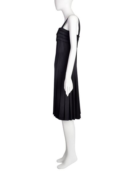 Chanel Vintage SS 2005 Black Pleated Silk Charmeuse Dress