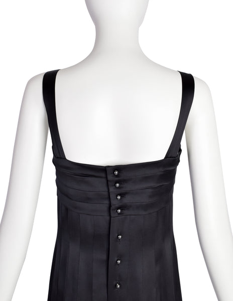 Chanel Vintage SS 2005 Black Pleated Silk Charmeuse Dress