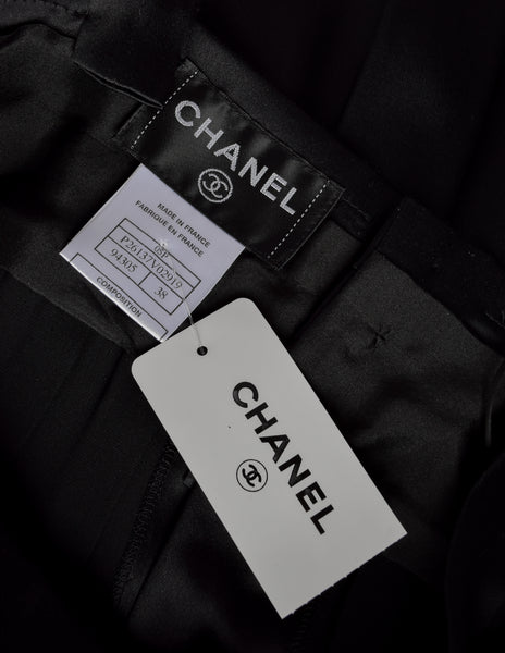 Chanel Vintage SS 2005 Black Pleated Silk Charmeuse Dress