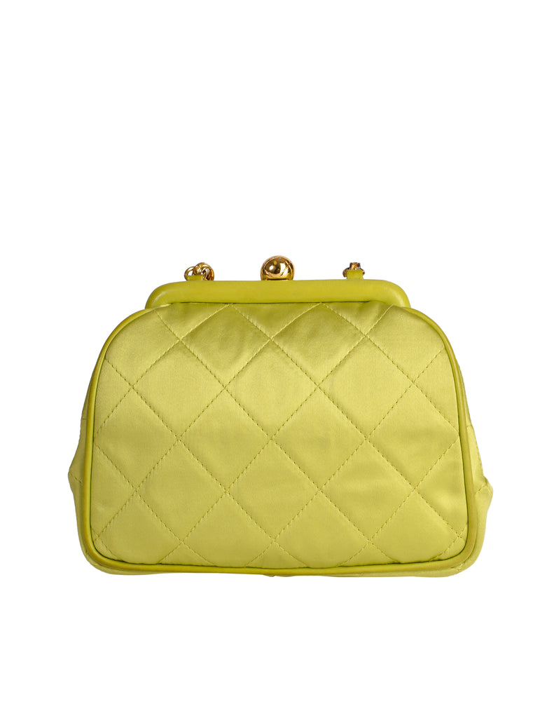 Chanel Vintage Avocado Lime Green Satin Matelasse Quilted CC Logo Gold –  Amarcord Vintage Fashion