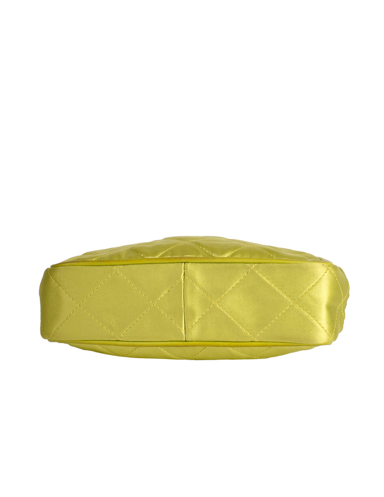 Chanel Vintage Avocado Lime Green Satin Matelasse Quilted CC Logo Gold – Amarcord  Vintage Fashion