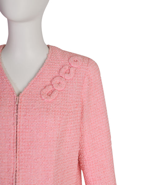 Chanel Vintage 2004 Cruise 'COCO' Baby Pink Cotton Boucle Blazer Jacket
