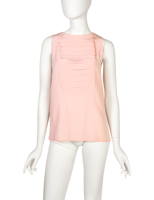 Chanel Vintage Baby Pink Silk Pleated Panel Button Back Tank Top – Amarcord  Vintage Fashion