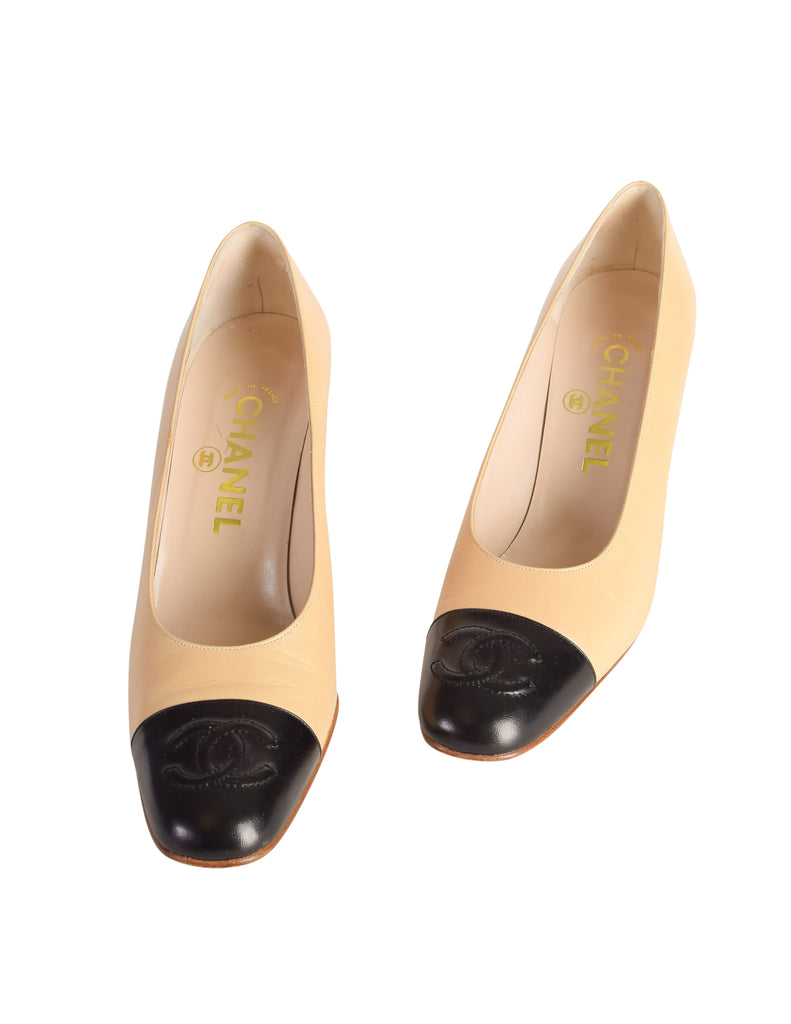 Chanel beige deals black shoes