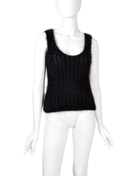 Chanel Vintage AW 2002 Black Angora Knit Sleeveless Sweater Tank Top