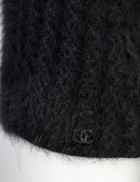 Chanel Vintage AW 2002 Black Angora Knit Sleeveless Sweater Tank Top