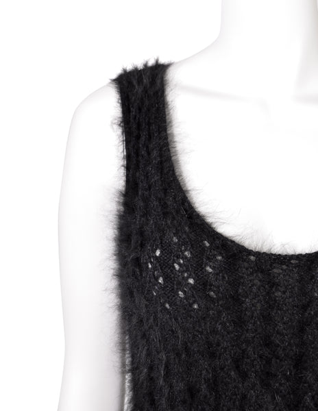 Chanel Vintage AW 2002 Black Angora Knit Sleeveless Sweater Tank Top