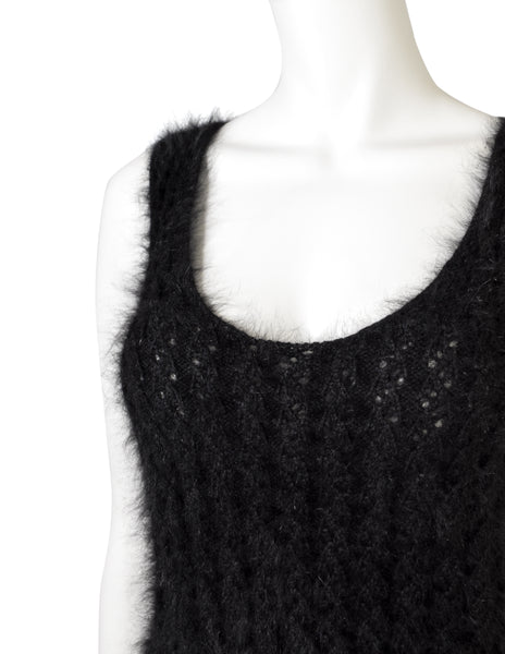 Chanel Vintage AW 2002 Black Angora Knit Sleeveless Sweater Tank Top