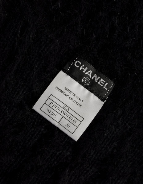 Chanel Vintage AW 2002 Black Angora Knit Sleeveless Sweater Tank Top