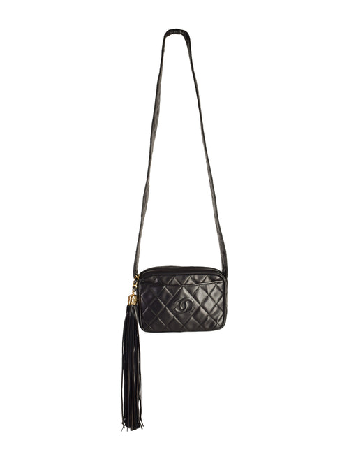 chanel black leather quilted handbag