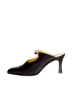 Chanel Vintage Black Satin Mary Jane Mule Heels