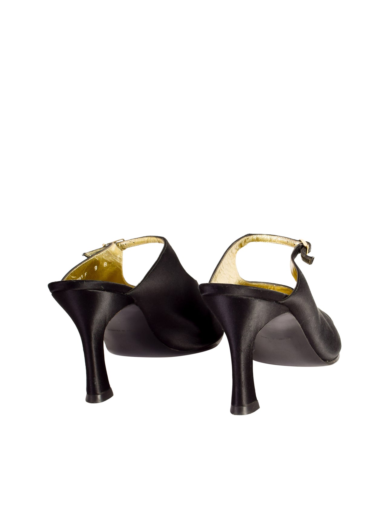 Chanel Vintage Black Satin Mary Jane Mule Heels