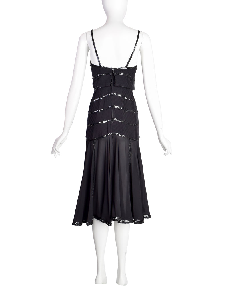 Chanel Vintage Rare Black Pleated Silk Sequin Dress and Jacket Ensembl –  Amarcord Vintage Fashion