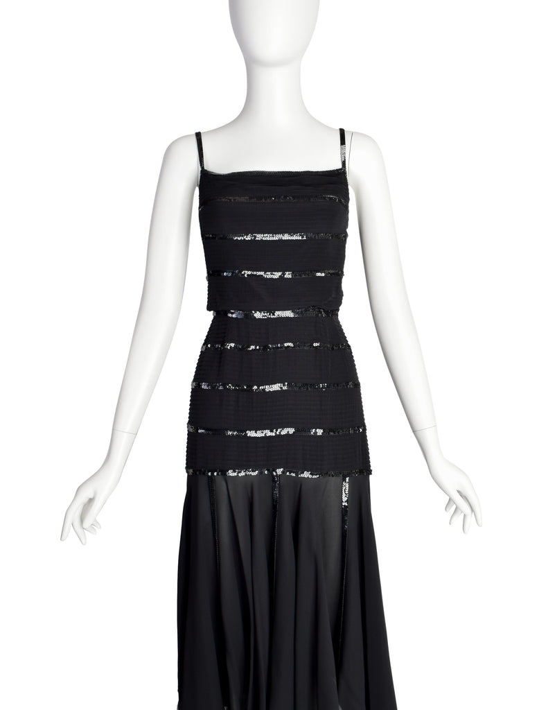 Chanel Vintage Rare Black Pleated Silk Sequin Dress and Jacket Ensembl –  Amarcord Vintage Fashion
